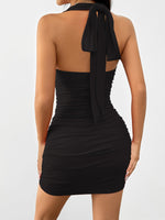 Ruched Halter Neck Mini Dress