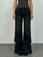 Ribbon Detail Flare Jeans