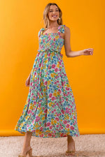BiBi Floral Ruffle Trim Smocked Cami Dress - Ladyez