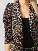 Leopard Print One Button Blazer