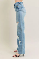 Judy Blue Full Size High WaistRigid Magic Star Shaped Destroy 90's Straight Jeans Plus Size