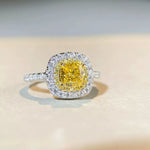 925 Sterling Silver Zircon Cushion Cut Ring