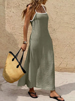 Spaghetti Strap Maxi Dress with Contrasting Trim