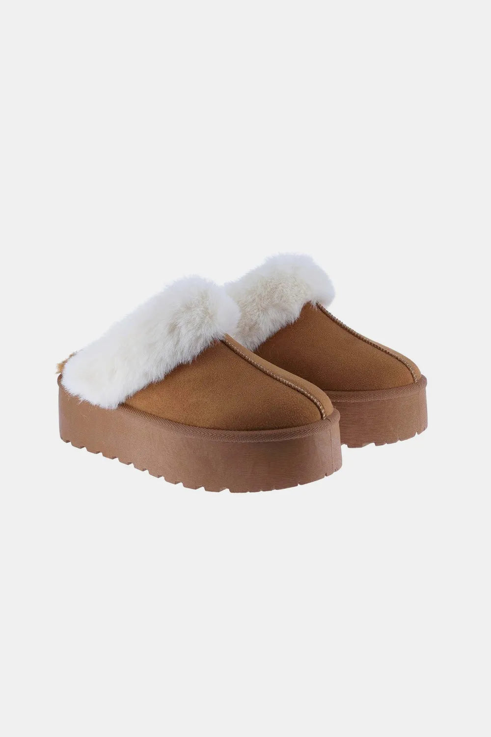 Weeboo Thick Bottom Fur Trim Snow Slippers - Ladyez