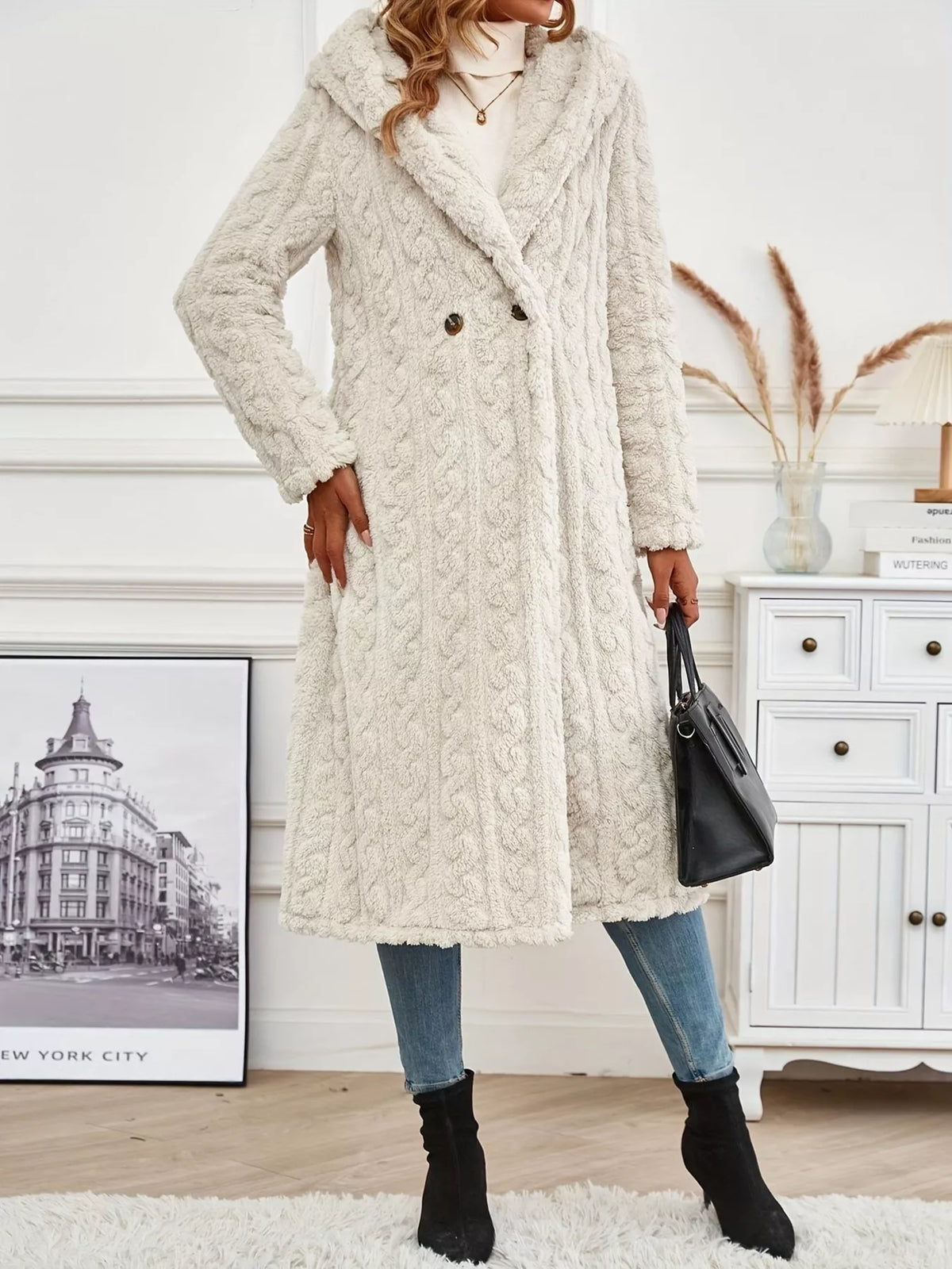 Cozy Hooded Button Up Longline Outerwear