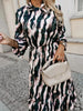 Ruffled Hem Striped Long Sleeve Dress