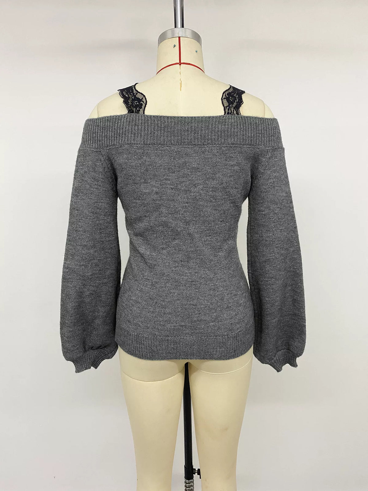 Off-Shoulder Lace Trim Sweater