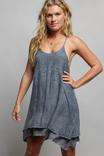 POL Embroidered Adjustable Strap Mini Dress