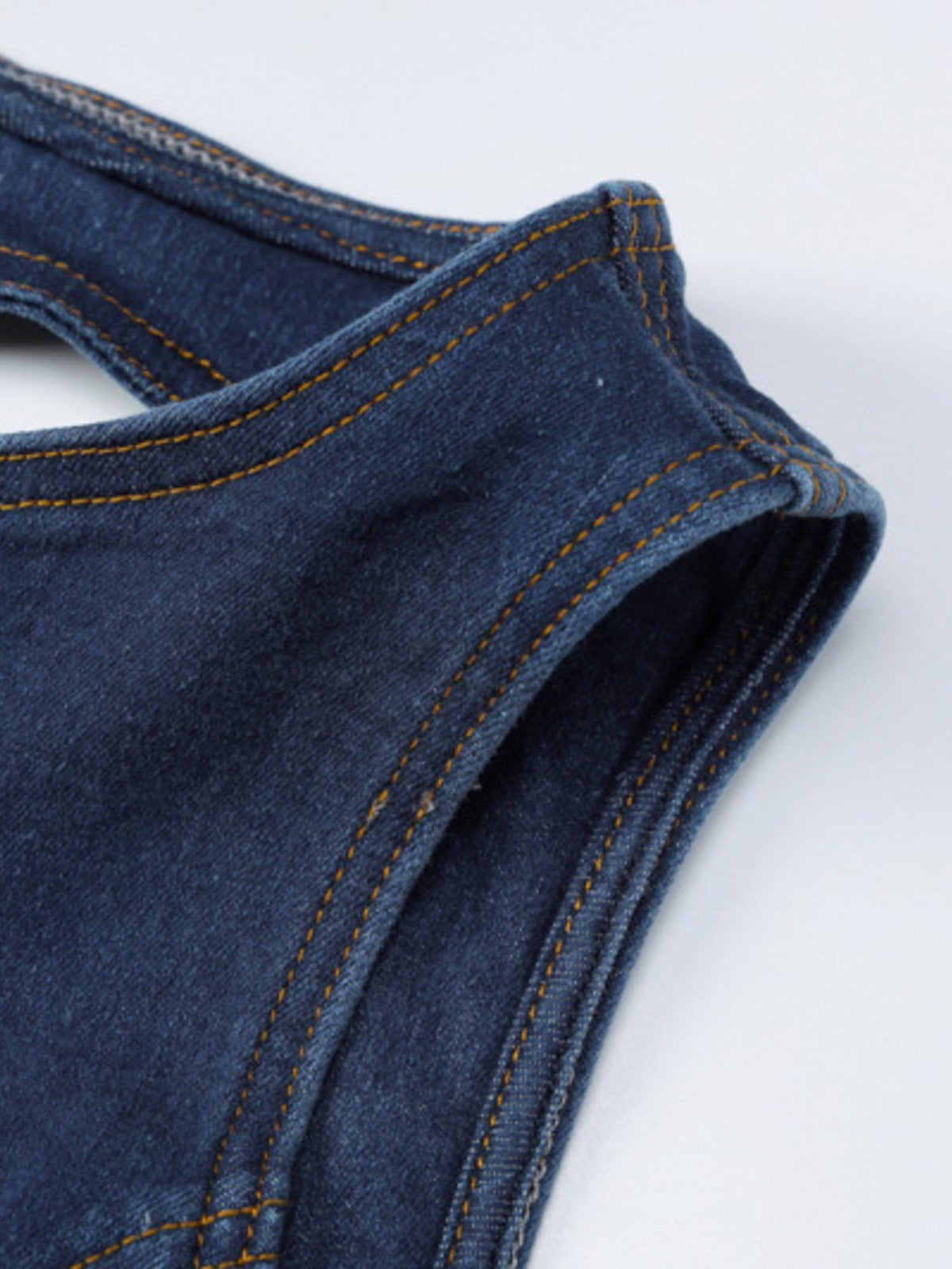 Zip Front Sleeveless Wide Leg Denim Jumpsuit