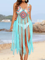 Fringe Spaghetti Strap Cover-Up - Ladyez