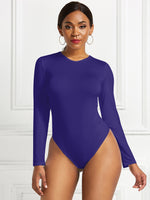 Round Neck Long Sleeve Bodysuit - Ladyez