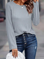 Textured Knit Long Sleeve T-Shirt