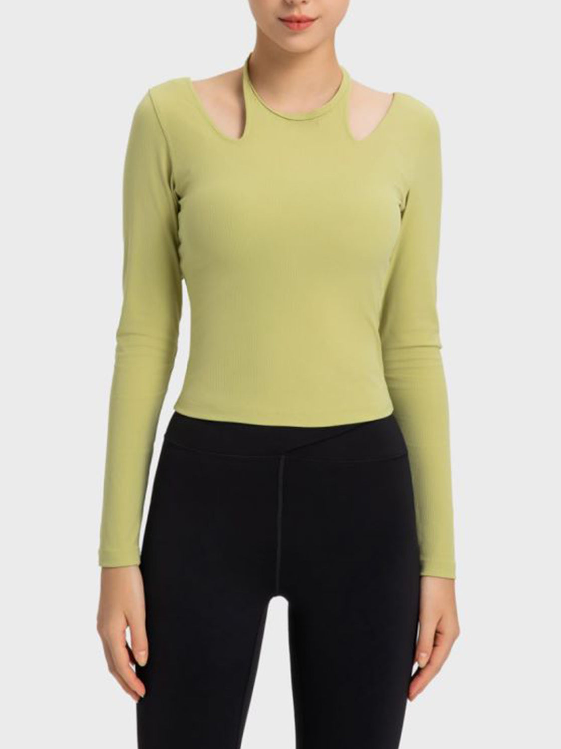 Millennia Halter Neck Long Sleeve Sporty Top - Ladyez