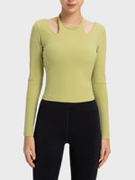 Millennia Halter Neck Long Sleeve Sporty Top - Ladyez