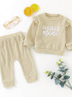 Children's Letter Ruffled Trim Top and Pants Set