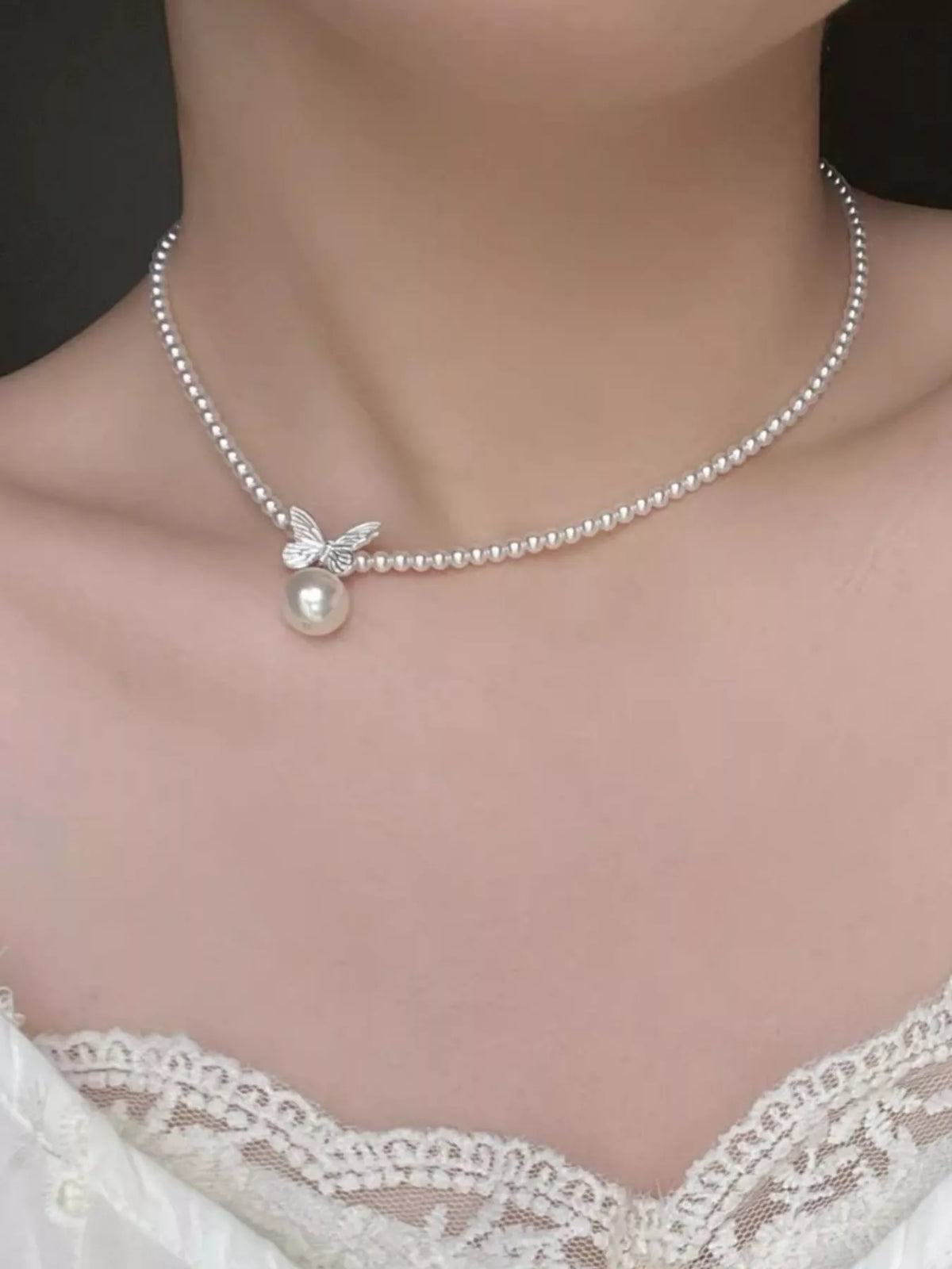 Pearl Butterfly Pendant Necklace