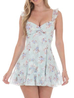 Floral Sweetheart Ruffled Cami Mini Dress - Ladyez