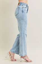 Judy Blue Full Size High Waist Stone Wash Straight Jeans Plus Size - Ladyez