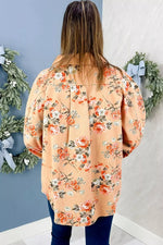 Floral Print Long Sleeve Denim Jacket