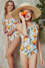 Marina West Swim Salty Air Puff Sleeve One-Piece in Citrus Orange - Ladyez