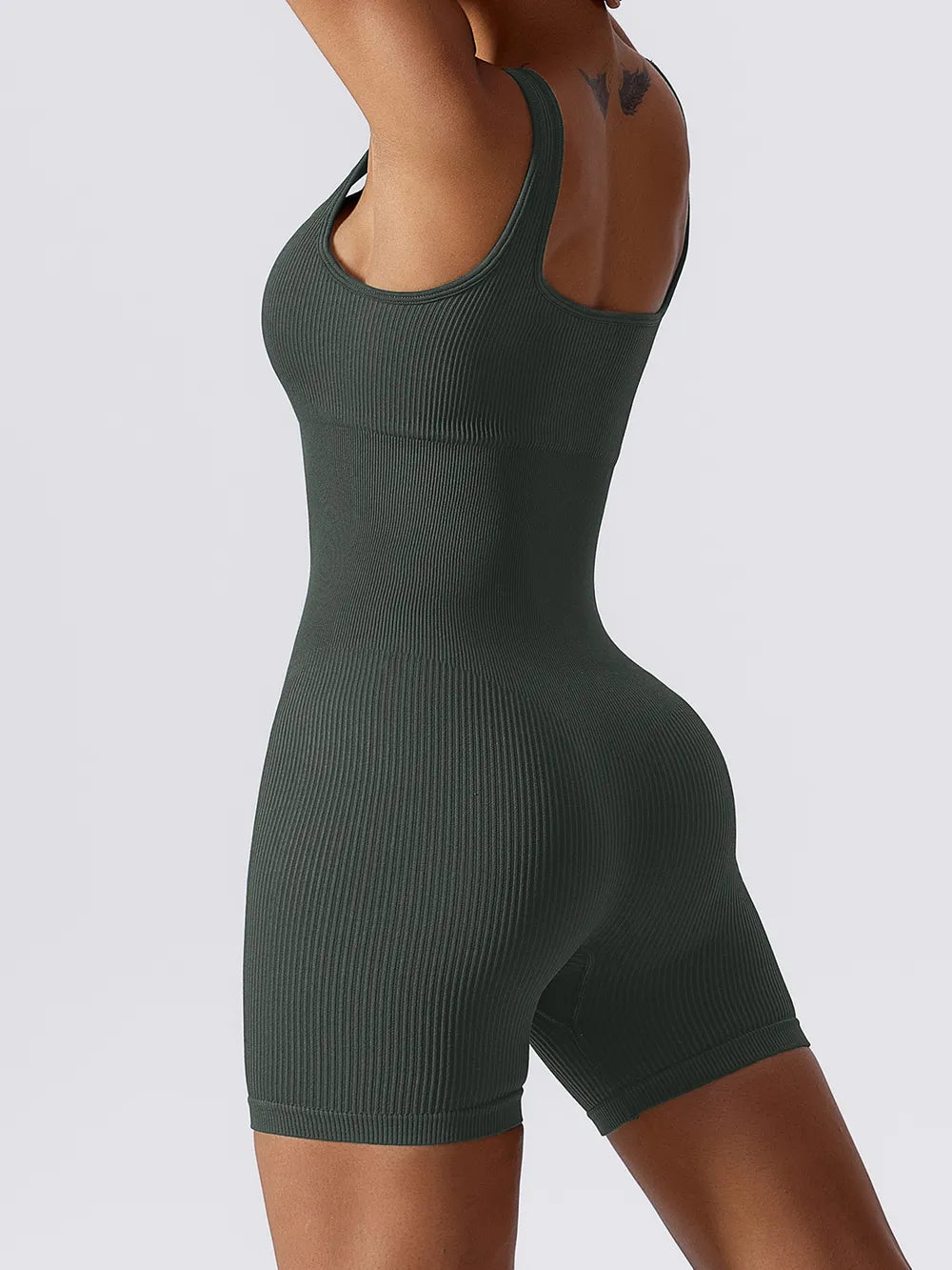 Basic Bae Ribbed Sleeveless Active Romper - Ladyez