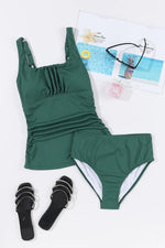 Square Neck Wide Strap Tankini Set - Ladyez