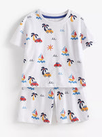 Children's Printed Round Neck Tee and Shorts Set