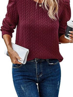 Texture Round Neck Long Sleeve Sweatshirt