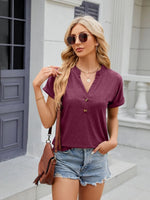 Florira Notched Short Sleeve T-Shirt