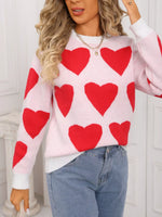 Valentine's Day Heart Round Neck Knitted Sweater