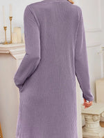 Casual Ribbed Knit Long Sleeve Dress