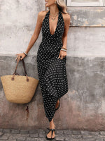 Polka Dot Halter Neck Maxi Dress
