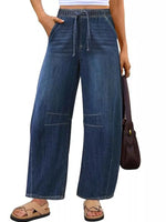 Elastic Waist Wide Leg Jeans