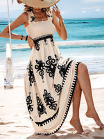 Smocked Bodice Colorful Print Tank Dress
