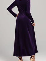 Square Neck Long Sleeve Velvet Dress - Ladyez