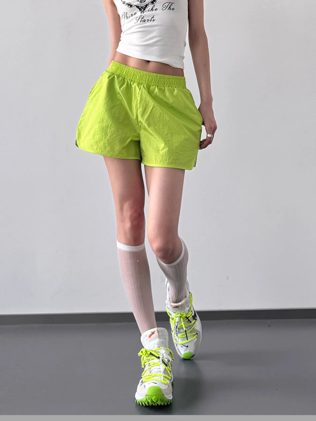 Elastic Waist Active Shorts - Ladyez