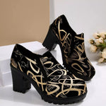 Round Toe Block Heels Pumps