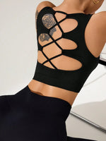 Crisscross Cropped Active Tank - Ladyez