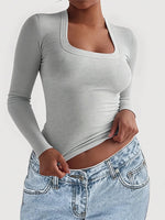 Square Neck Long Sleeve T-Shirt