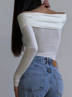 Off-Shoulder Ruched Long Sleeve Bodysuit