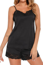 Lovelet Lace Detail Cami and Shorts Lounge Set - Ladyez