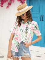 Printed Collared Neck Short Sleeve Shirt