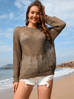 Heart Openwork Long Sleeve Cover-Up - Ladyez
