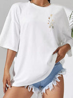 Full Size Floral Short Sleeve Casual T-Shirt Plus Size