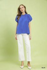 Umgee Textured Gauze Ruffle Neck Boho Top