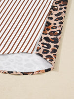 Striped Leopard Print Button Up Shirt Dress