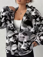 Fuzzy Camo Zip-Up Hoodie
