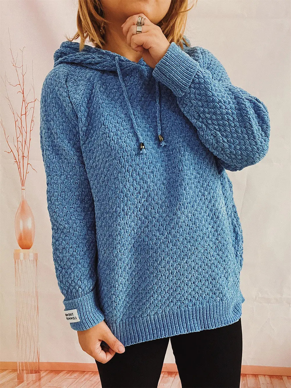 Drawstring Long SleeveHooded Sweater