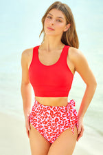 Two-Tone Tied Two-Piece Swimsuit - Ladyez