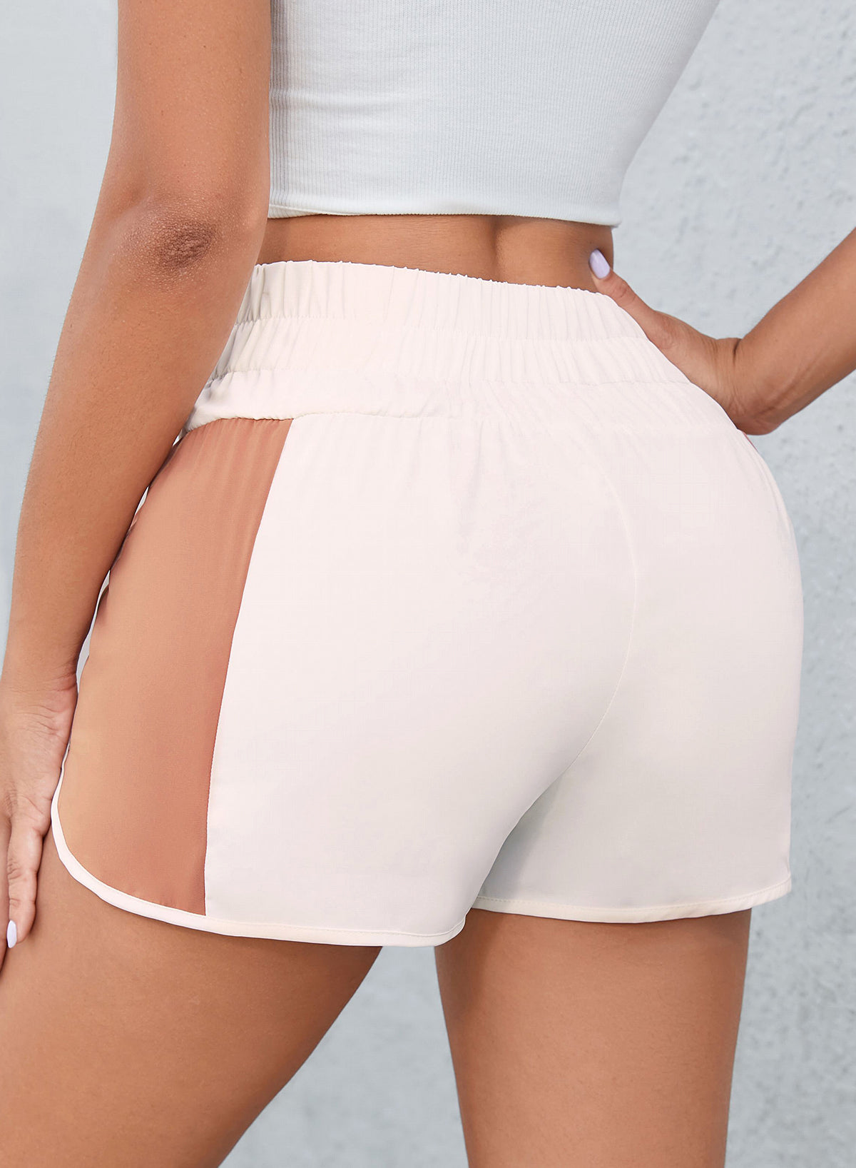 Color Block Wide Waistband Shorts - Ladyez